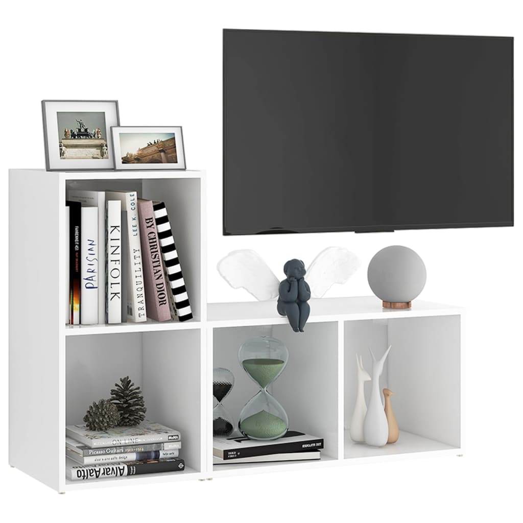 Mobili Porta TV 2 pz Bianco 72x35x36,5 cm in Legno Multistrato 3079943