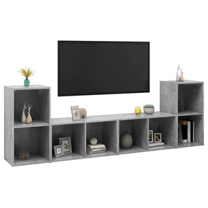 Mobili TV 4 pz Grigio Cemento 72x35x36,5cm in Legno Multistrato 3079974