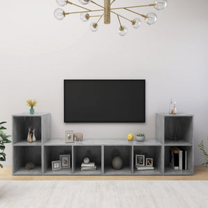 Mobili TV 4 pz Grigio Cemento 72x35x36,5cm in Legno Multistrato 3079974