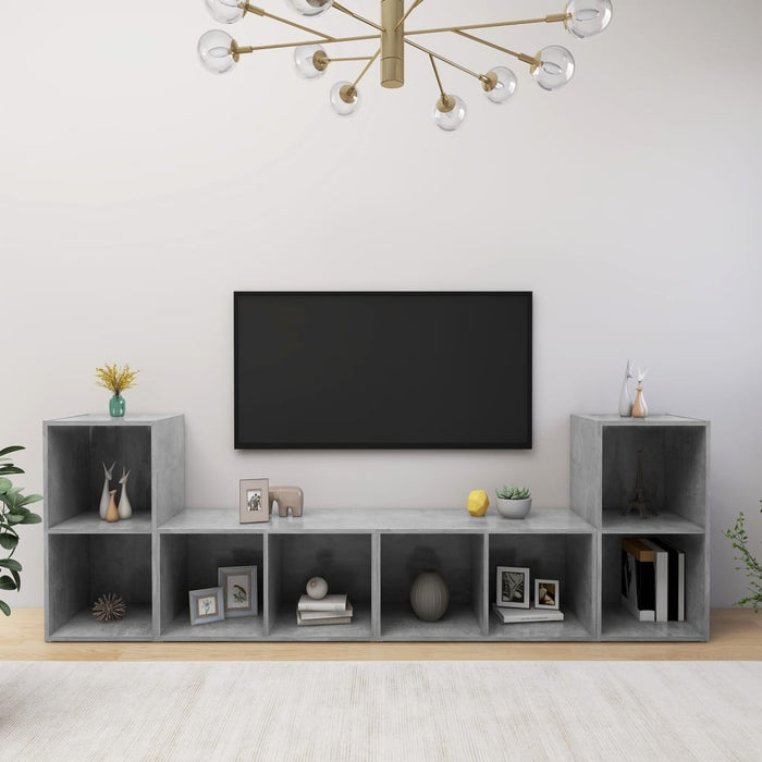 Mobili TV 4 pz Grigio Cemento 72x35x36,5cm in Legno Multistrato 3079974