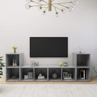 Mobili TV 4 pz Grigio Cemento 72x35x36,5cm in Legno Multistrato 3079974