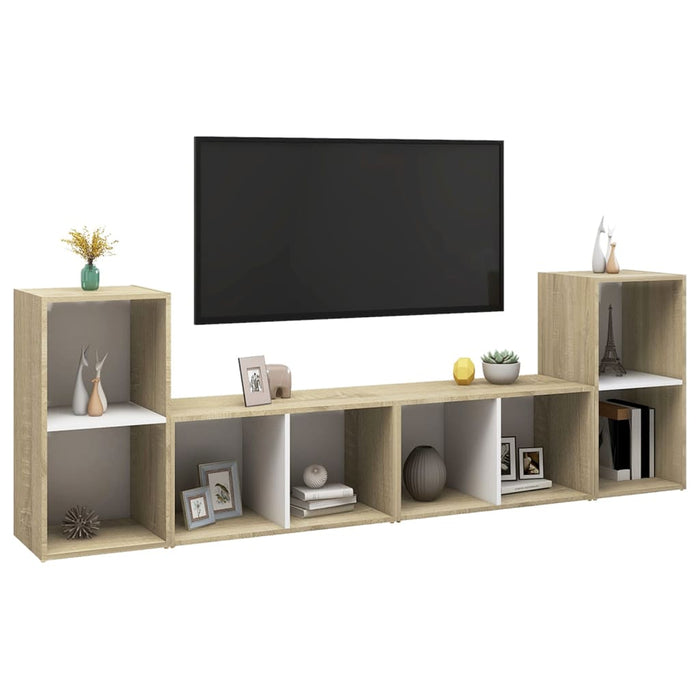 Mobili TV 4 pz Bianco e Rovere Sonoma 72x35x36,5 cm Truciolato 3079975