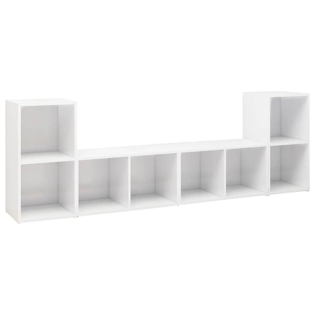 Mobili Porta TV 4 pz Bianco Lucido 72x35x36,5 cm in Truciolato 3079976