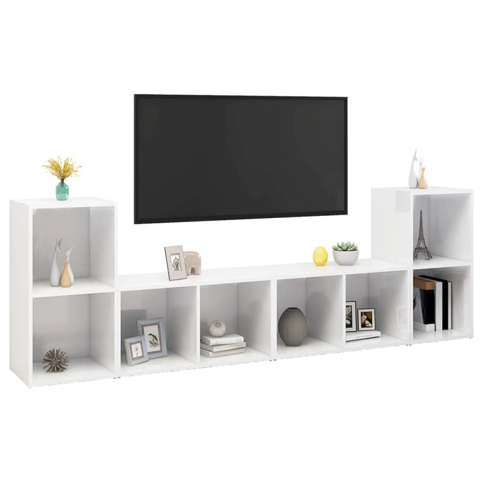 Mobili Porta TV 4 pz Bianco Lucido 72x35x36,5 cm in Truciolato 3079976