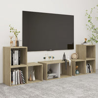 Set Mobili TV 6 pz Bianco e Rovere Sonoma in Truciolato 3080056