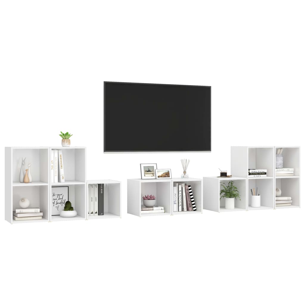 Set Mobili Porta TV 8 pz Bianco in Legno Multistrato 3080060