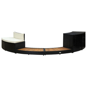 Bordo Spa Nero Polyrattan e Legno Massello di Acacia 316651