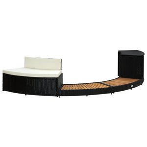 Bordo Spa Nero Polyrattan e Legno Massello di Acacia 316651