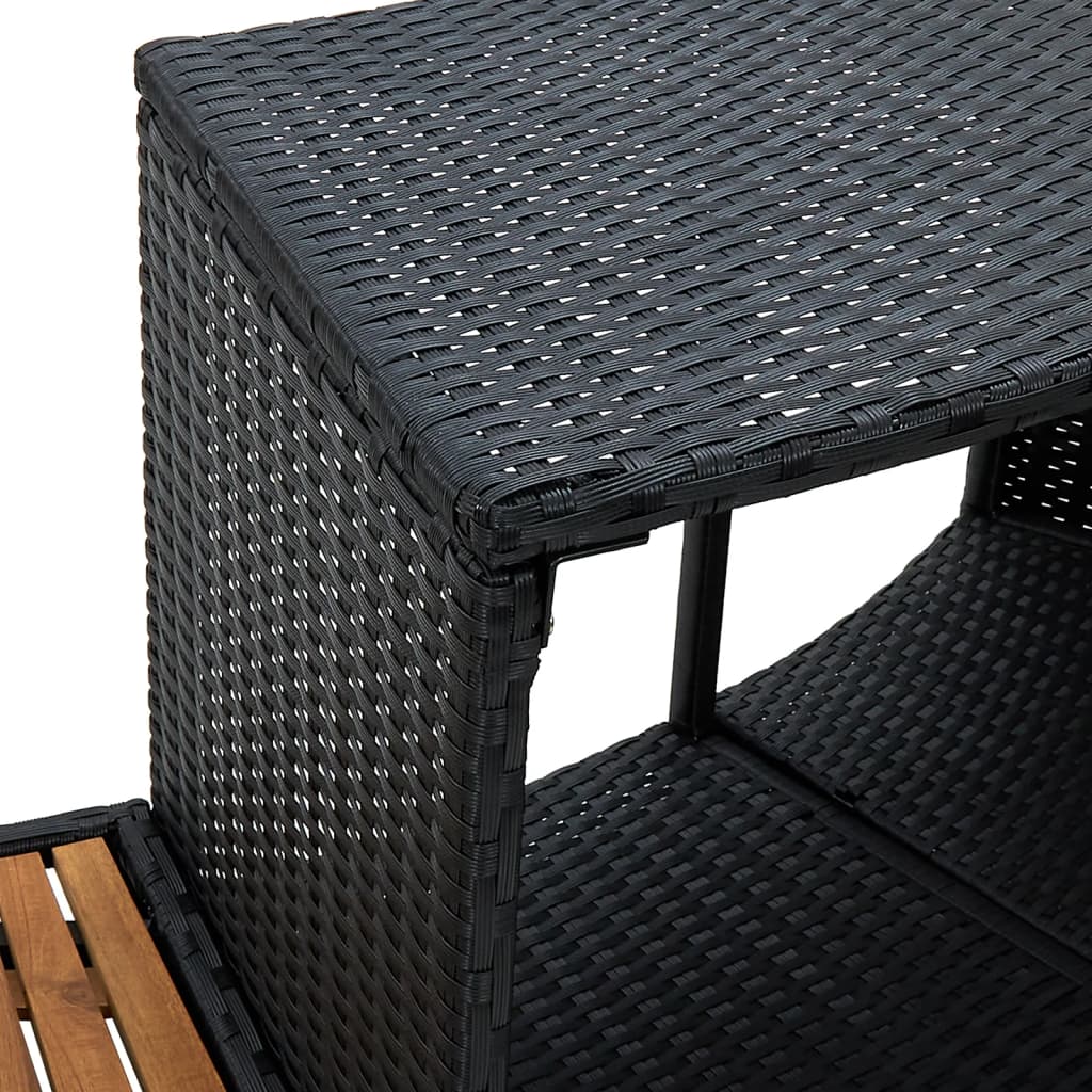 Bordo Spa Nero Polyrattan e Legno Massello di Acacia 316651