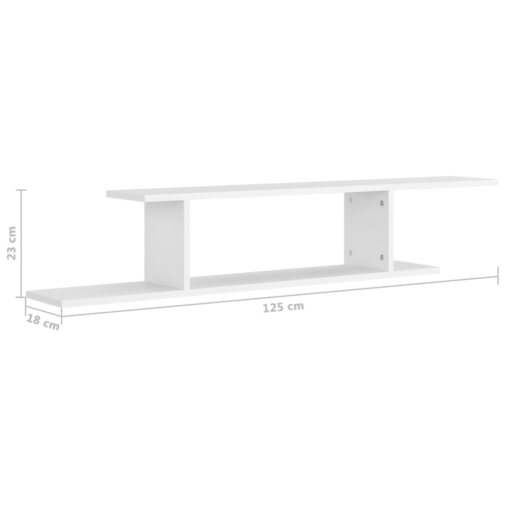 Scaffale TV Parete Rovere Bianco 125x18x23 cm Legno Multistrato 806989