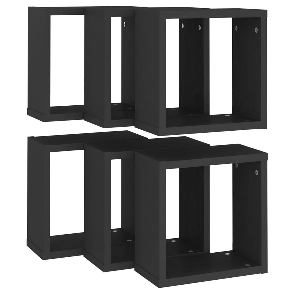 Mensole Parete a Cubo 6 pz Nero 30x15x30cm cod mxl 33099