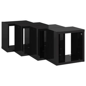 Mensole Parete a Cubo 4 pz Nero Lucido 22x15x22 cm cod mxl 32851