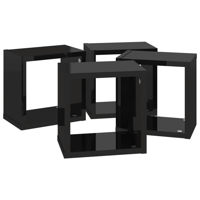 Mensole Parete a Cubo 4 pz Nero Lucido 22x15x22 cm cod mxl 32851