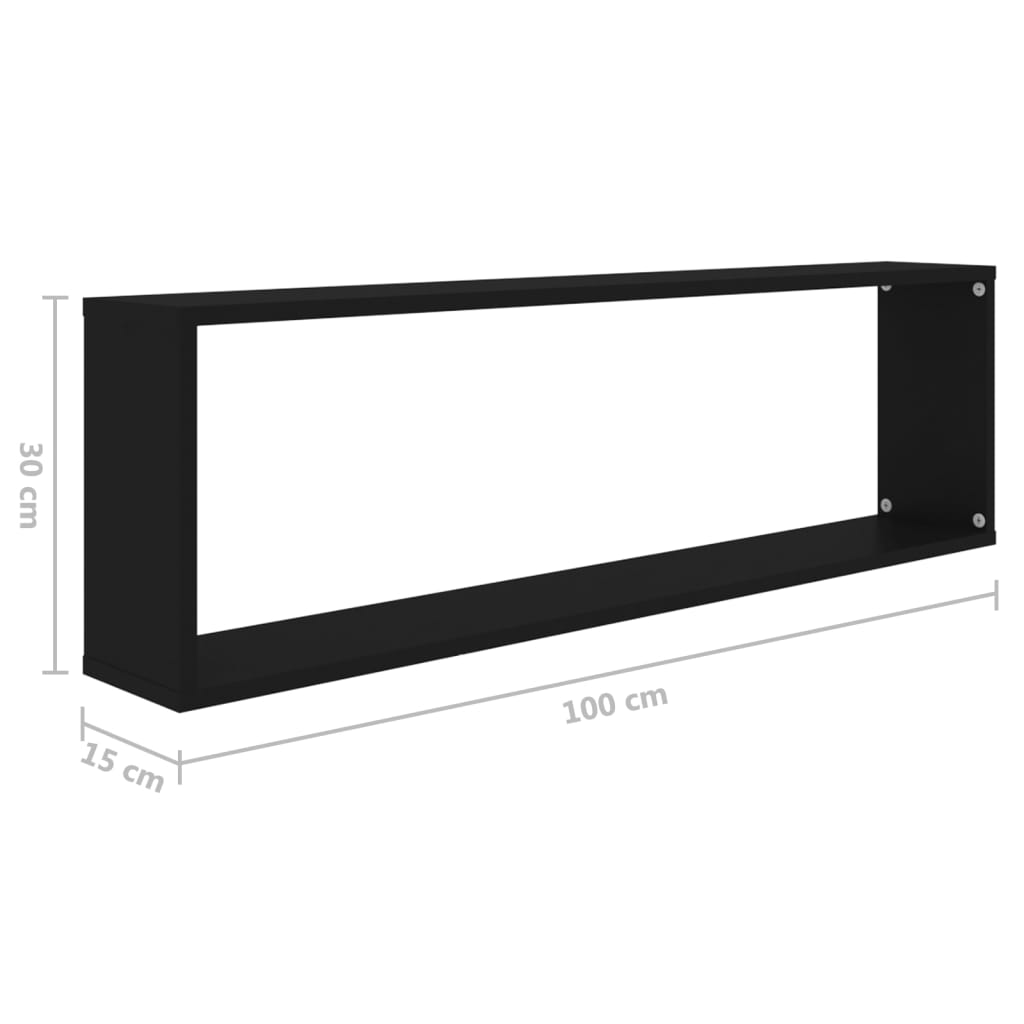 Mensole Parete a Cubo 2 pz Nero 100x15x30 cm in Truciolato cod mxl 33615