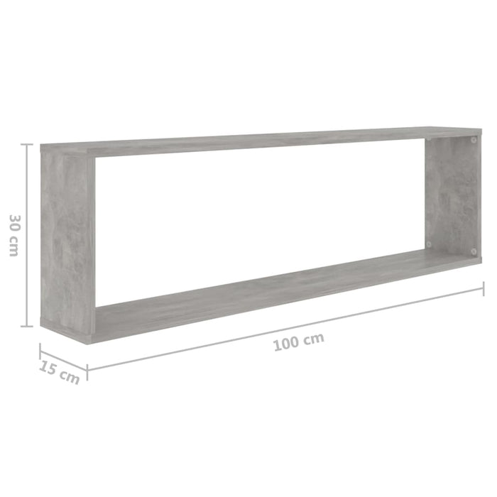 Mensole a Cubo 4 pz Grigio Cemento 100x15x30 cm in Truciolato 807092