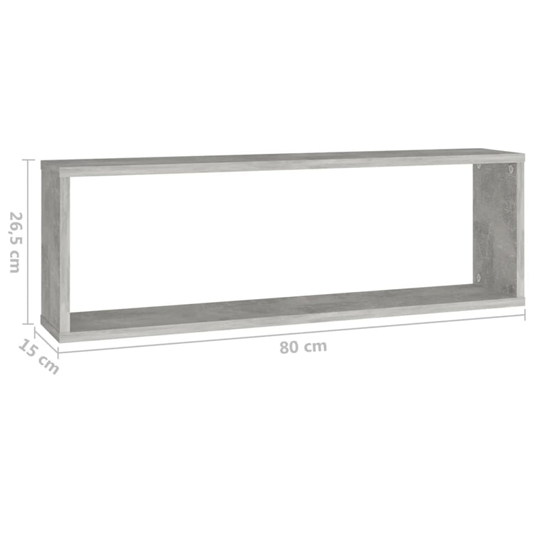 Mensole a Cubo 2 pz Grigio Cemento 80x15x26,5 cm in Truciolato cod mxl 52937