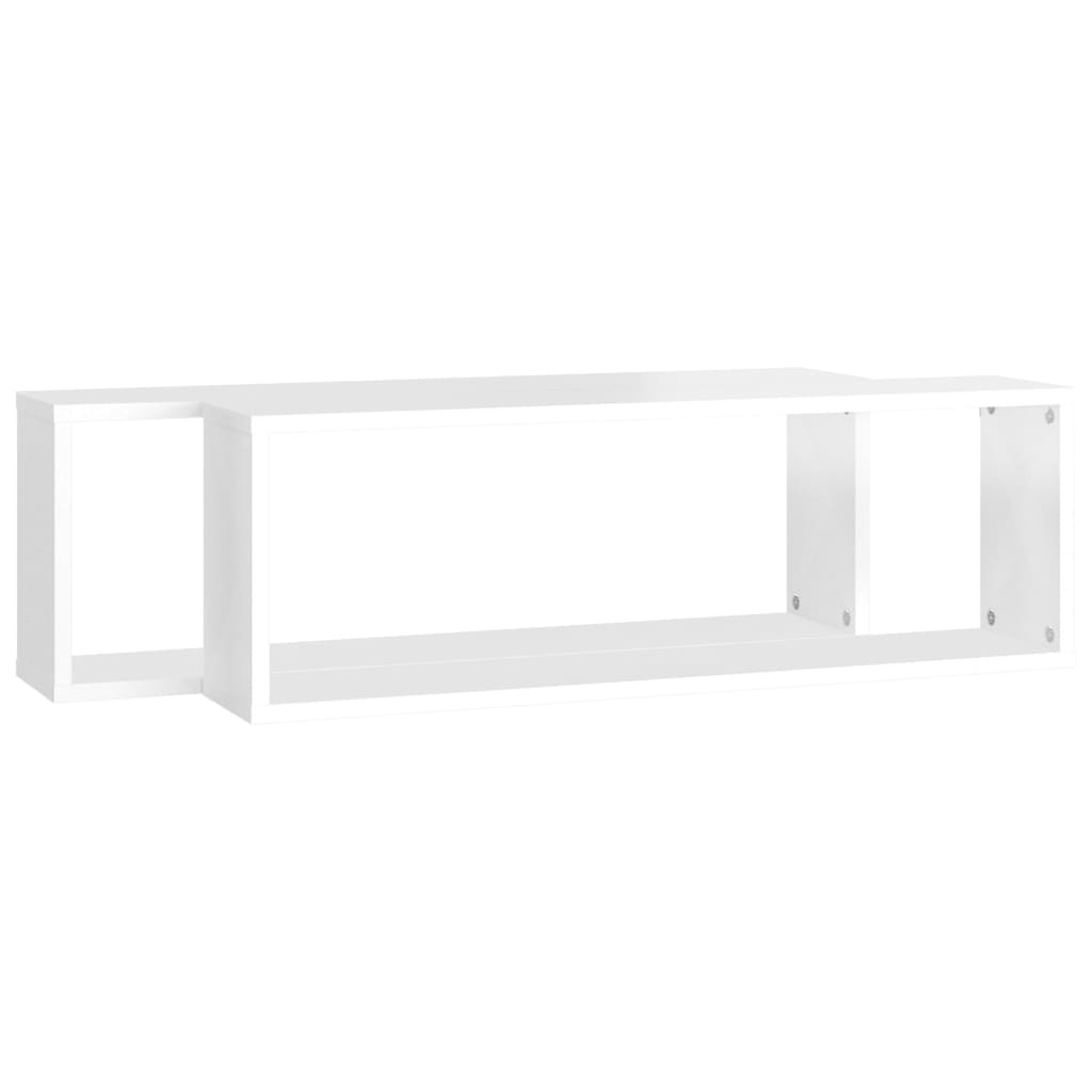 Mensole Parete a Cubo 2pz Bianco Lucido 80x15x26,5cm Truciolato cod mxl 57944