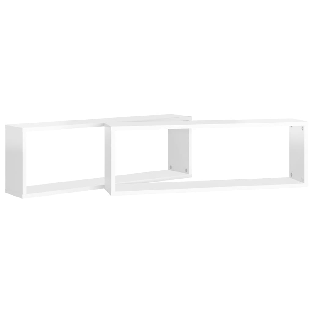 Mensole Parete a Cubo 2pz Bianco Lucido 80x15x26,5cm Truciolato cod mxl 57944