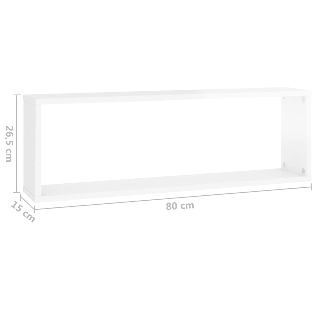 Mensole Parete a Cubo 2pz Bianco Lucido 80x15x26,5cm Truciolato cod mxl 57944