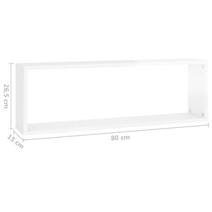 Mensole Parete a Cubo 2pz Bianco Lucido 80x15x26,5cm Truciolato cod mxl 57944