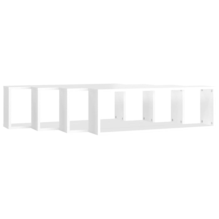 Mensole Parete a Cubo 4 pz Bianco Lucido 80x15x26,5cm Truciolato 807125