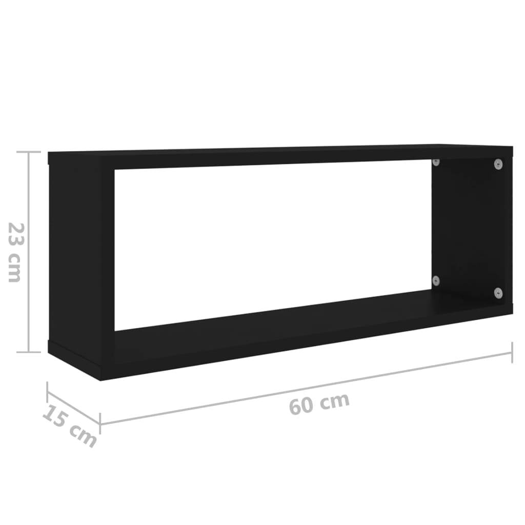 Mensole Parete a Cubo 2 pz Nere 60x15x23 cm in Truciolato cod mxl 33640