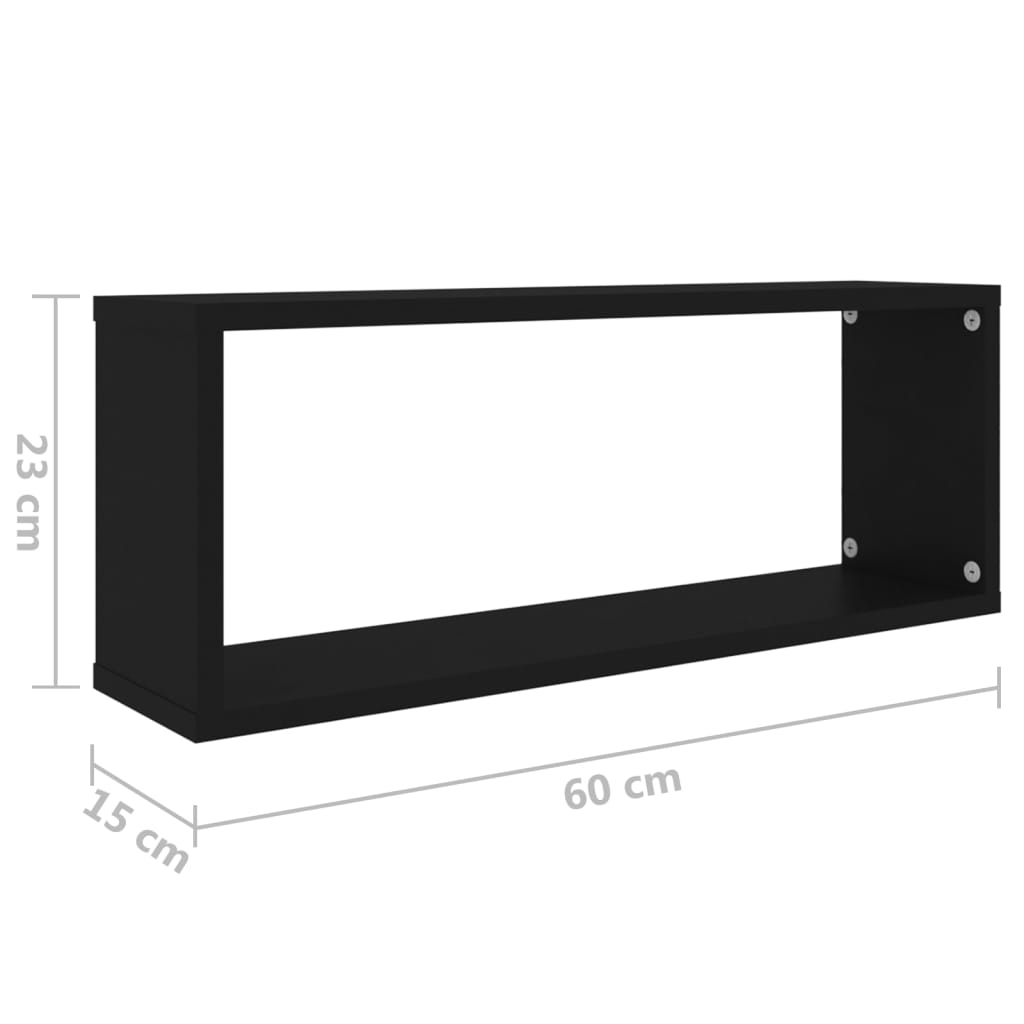 Mensole da Parete a Cubo 4 pz Nere 60x15x23 cm in Truciolato cod mxl 33631