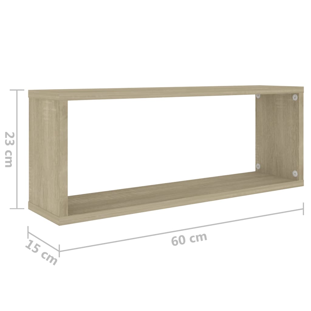 Mensole a Cubo 2 pz Rovere Sonoma 60x15x23 cm in Truciolato cod mxl 33536