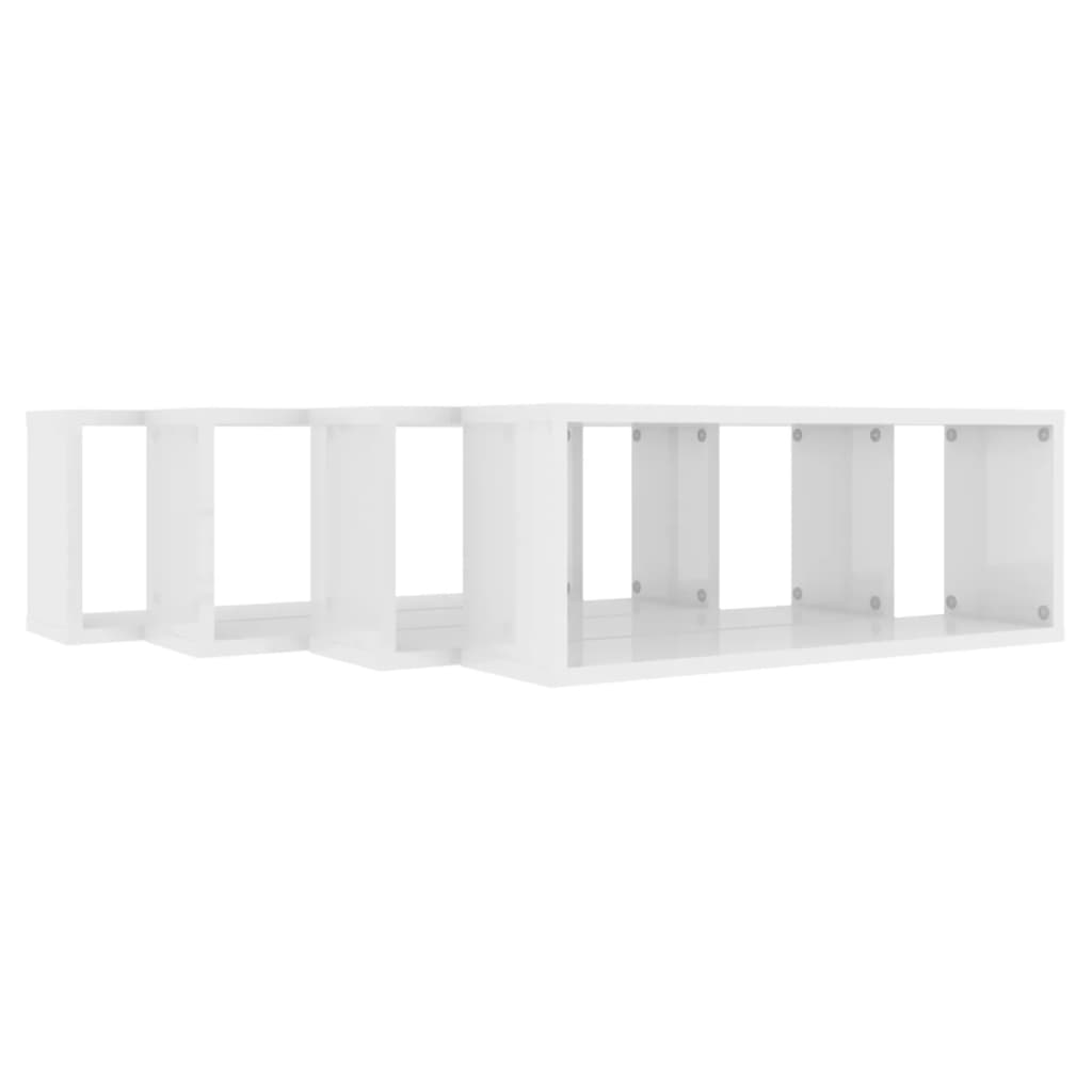 Mensole Parete a Cubo 4 pz Bianco Lucido 60x15x23 cm Truciolato cod mxl 51696