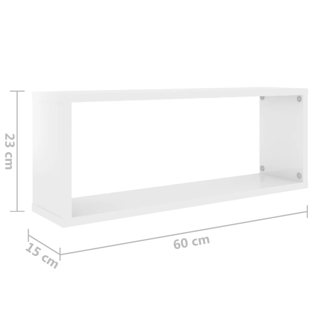 Mensole Parete a Cubo 4 pz Bianco Lucido 60x15x23 cm Truciolato cod mxl 51696