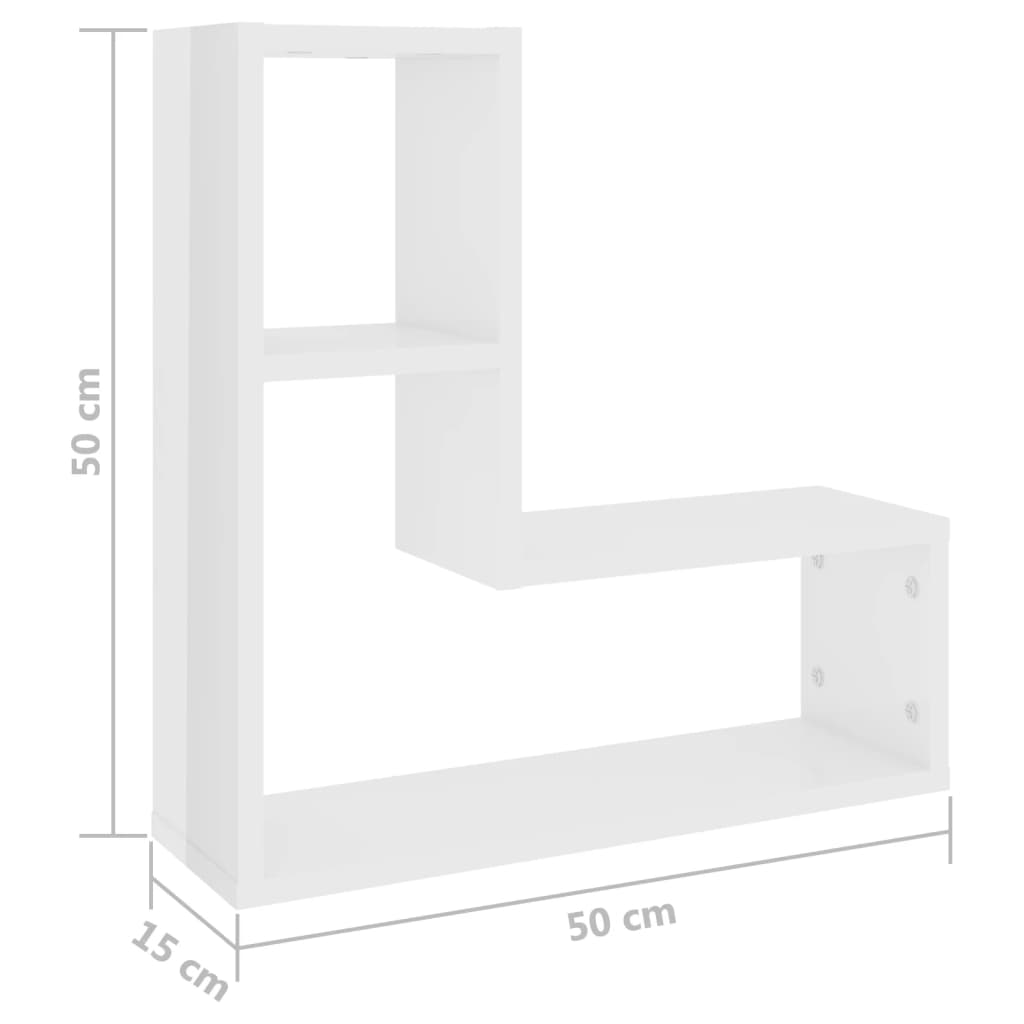 Mensole a Muro 2 pz Bianco Lucido 50x15x50 cm in Truciolato cod mxl 33121