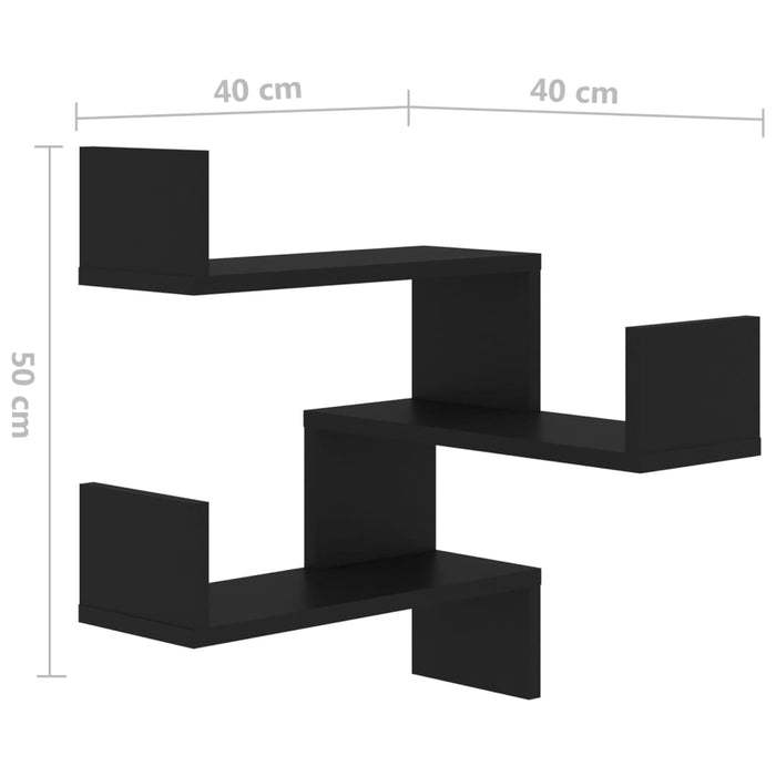 Scaffale Angolare da Parete Nero 40x40x50 cm in Truciolato cod mxl 33534