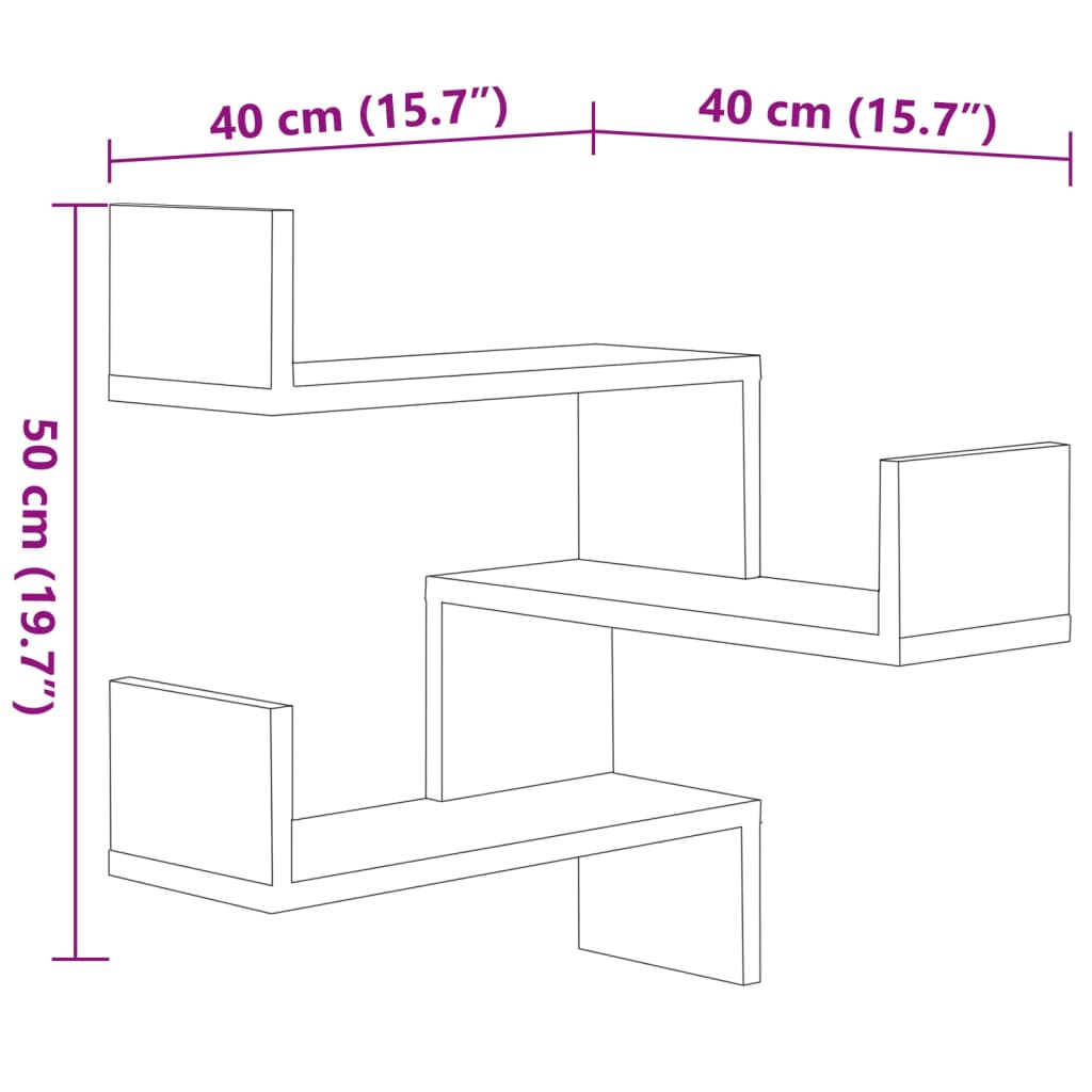 Mensole a Muro Angolari 2 pz Rovere Sonoma 40x40x50cmTruciolato cod mxl 53315