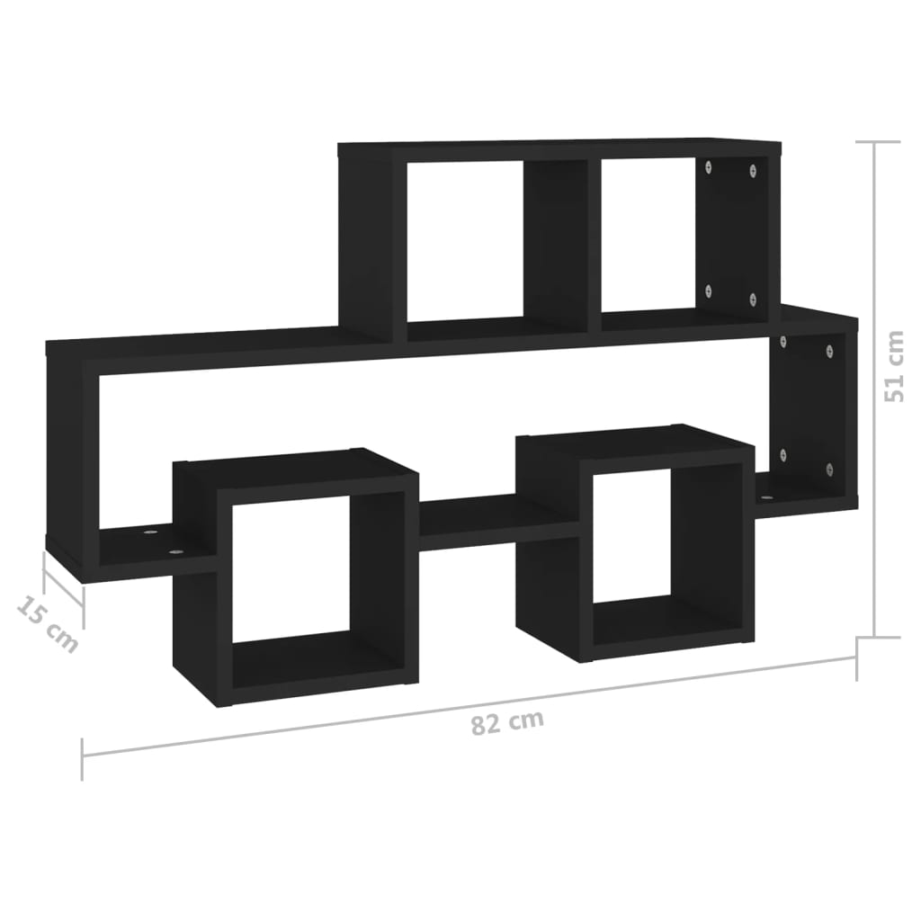 Scaffale a Parete Auto Nero 82x15x51 cm in Legno Multistrato cod mxl 33295