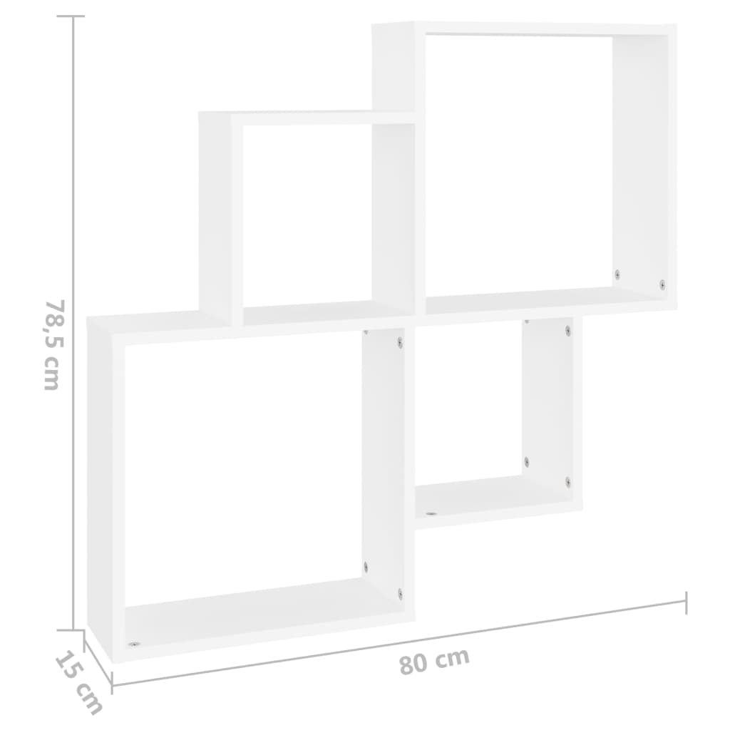 Mensola da Parete a Cubo Bianca 80x15x78,5 cm in Multistrato cod mxl 59978