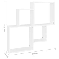 Mensola da Parete a Cubo Bianca 80x15x78,5 cm in Multistrato 807259