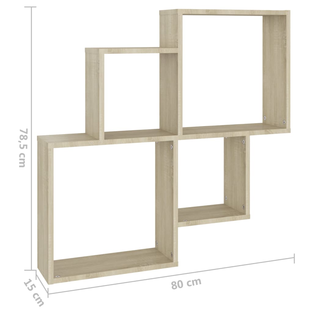 Mensola a Cubo Rovere Sonoma 80x15x78,5cm Truciolato cod mxl 55141