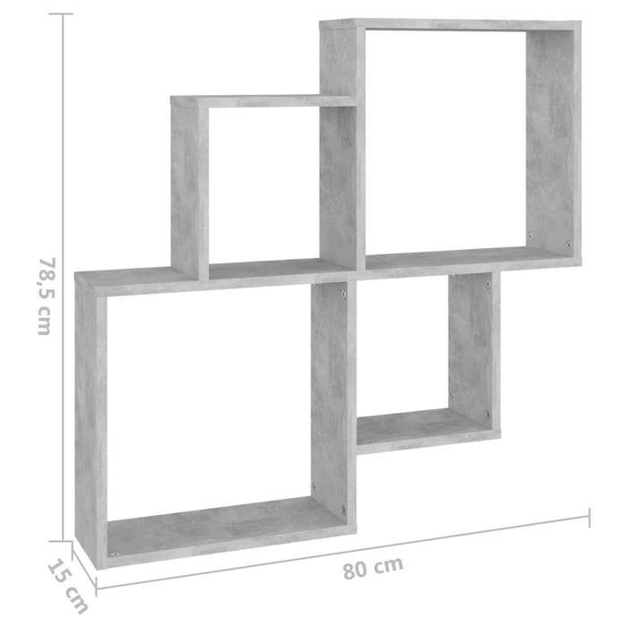 Mensola da Parete a Cubo Grigio Cemento 80x15x78,5 cm Truciolato cod mxl 58283