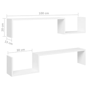 Mensole a Muro 2 pz Bianche 100x15x20 cm in Legno Multistrato cod mxl 50473