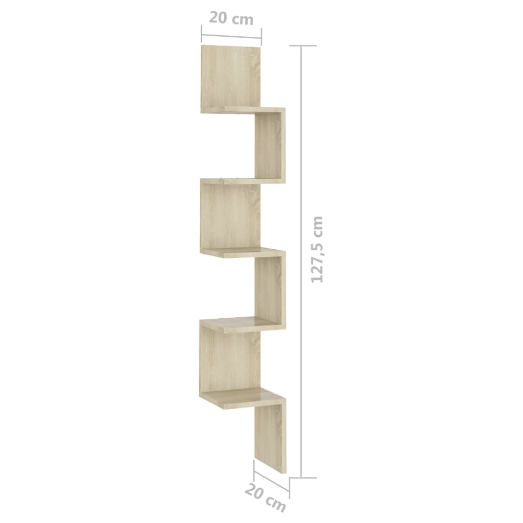 Mensola a Muro Rovere Sonoma 20x20x127,5 cm Truciolato 807280