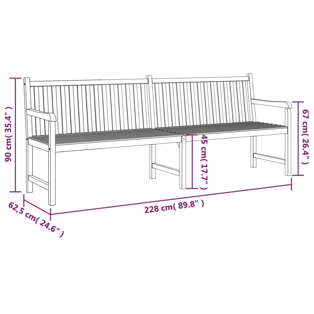 Panchina da Giardino 228 cm in Legno Massello di Teak 316624