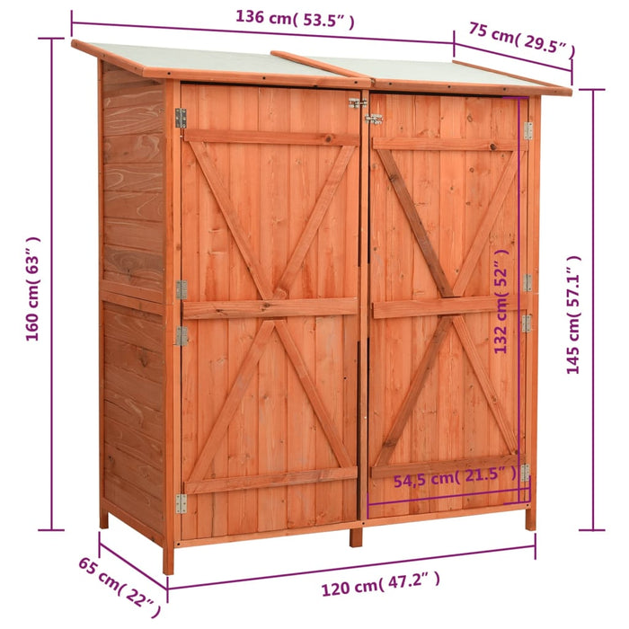 Capanno Attrezzi da Giardino 136x75x160 cm in Massello di Abete 171451