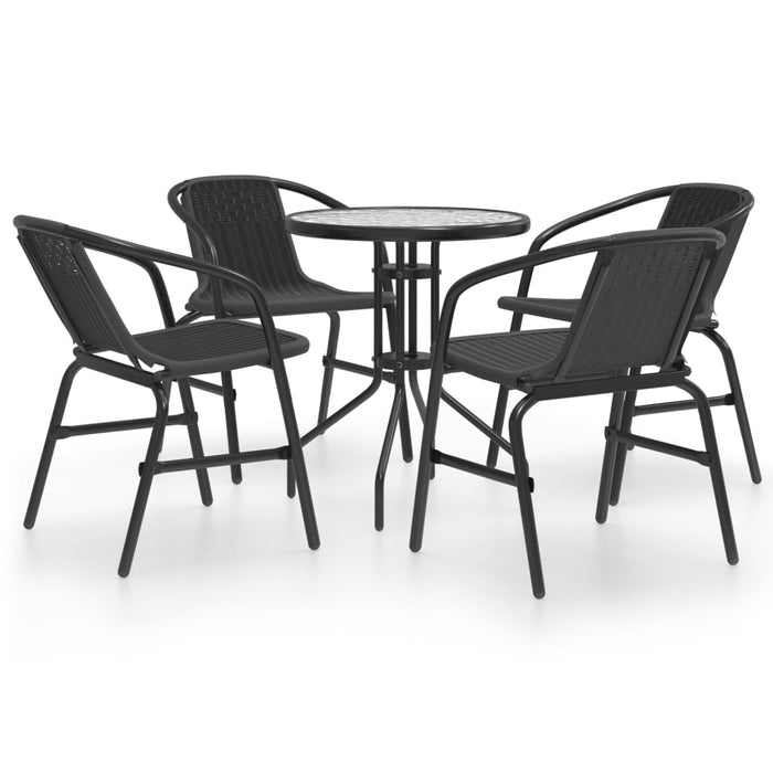 Set Mobili da Pranzo per Giardino 5 pz Nero 3080088