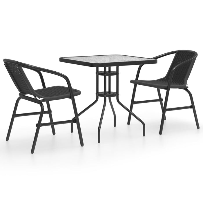 Set Mobili da Pranzo per Giardino 3 pz Nero cod mxl 63696