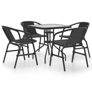 Set Mobili da Pranzo per Giardino 5 pz Nero 3080090