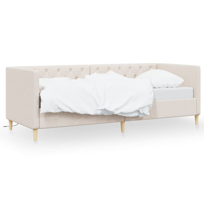 Dormeuse con Presa USB Crema in Tessuto 90x200 cm 337243