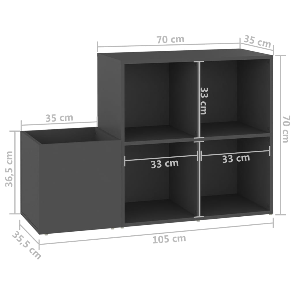 Scarpiera da Ingresso Grigia 105x35,5x70 cm in Truciolato 808253