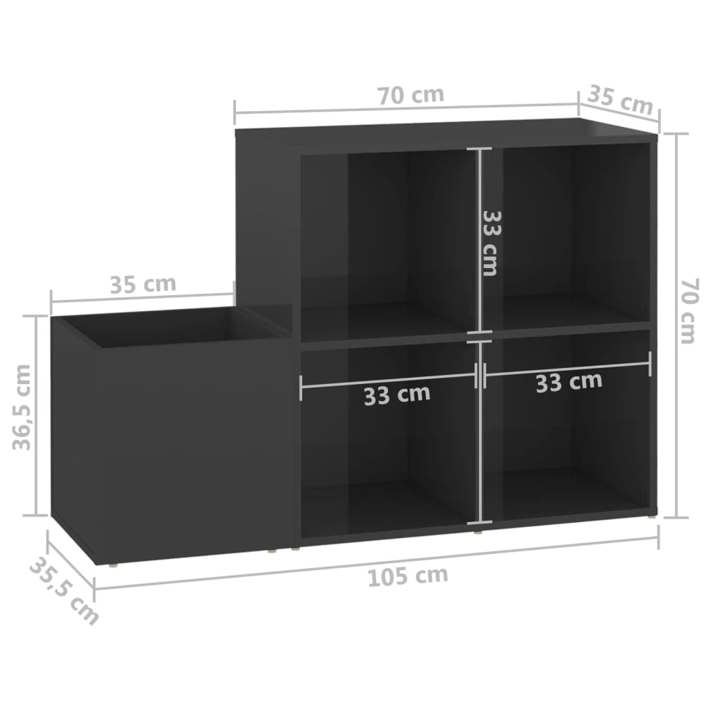 Scarpiera da Ingresso Grigio Lucido 105x35,5x70cm in Truciolato 808259