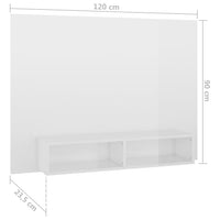 Mobile Porta TV a Muro Bianco Lucido 120x23,5x90cm Truciolato 808275