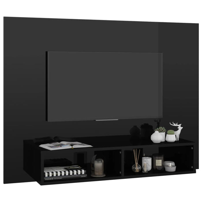 Mobile Porta TV a Muro Nero Lucido 120x23,5x90cm Truciolato cod mxl 15443